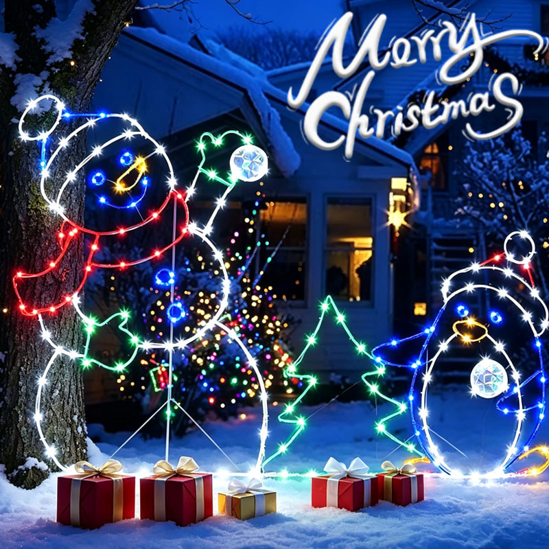 Outdoor Lighting Effects - 1-2Sets Christmas Snowman String Lights Glowing