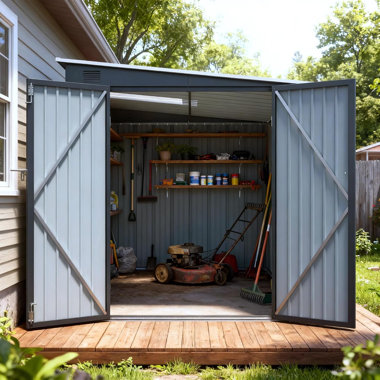 6x8 FT Metal Lean to Shed Lock - Outdoor Lighting Waterproof ulasan dan harga
