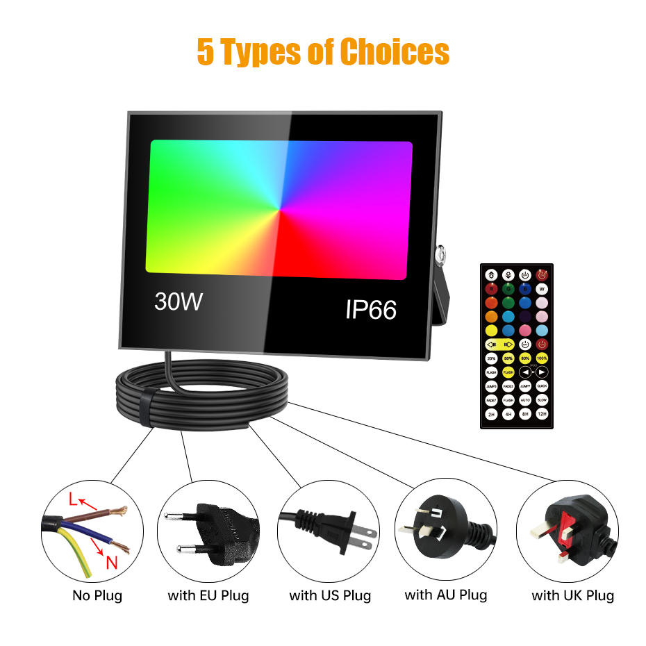 AC85-265V RGB LED Floodlight 8 - Outdoor Lighting Uk ulasan dan harga