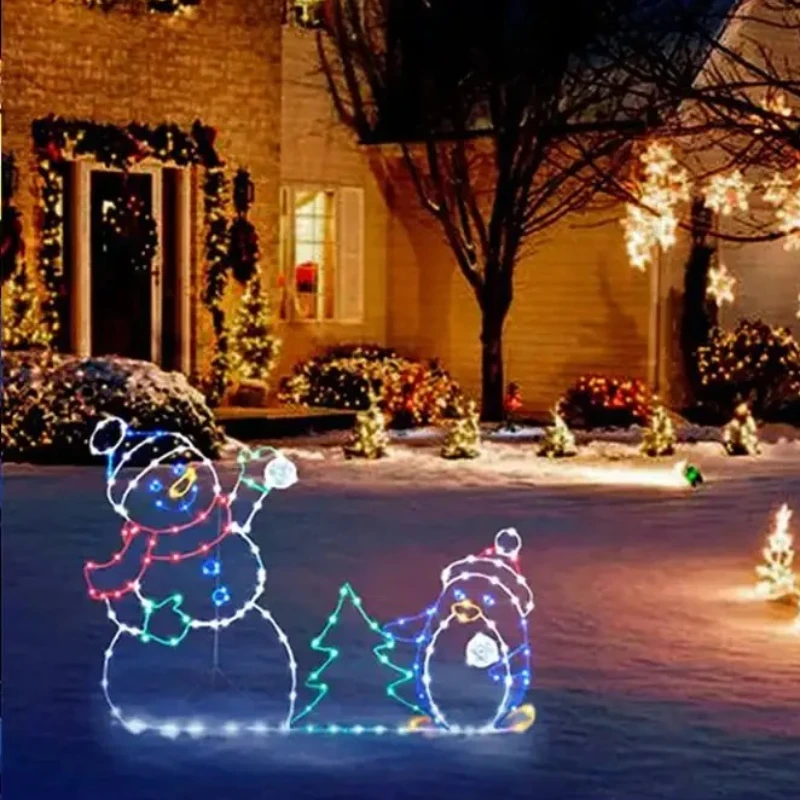 1-2Sets Christmas Snowman Stri - Outdoor Lighting Effects ulasan dan harga