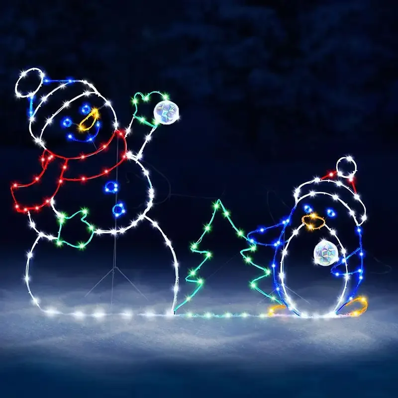 1-2Sets Christmas Snowman Stri - Outdoor Lighting Effects ulasan dan harga