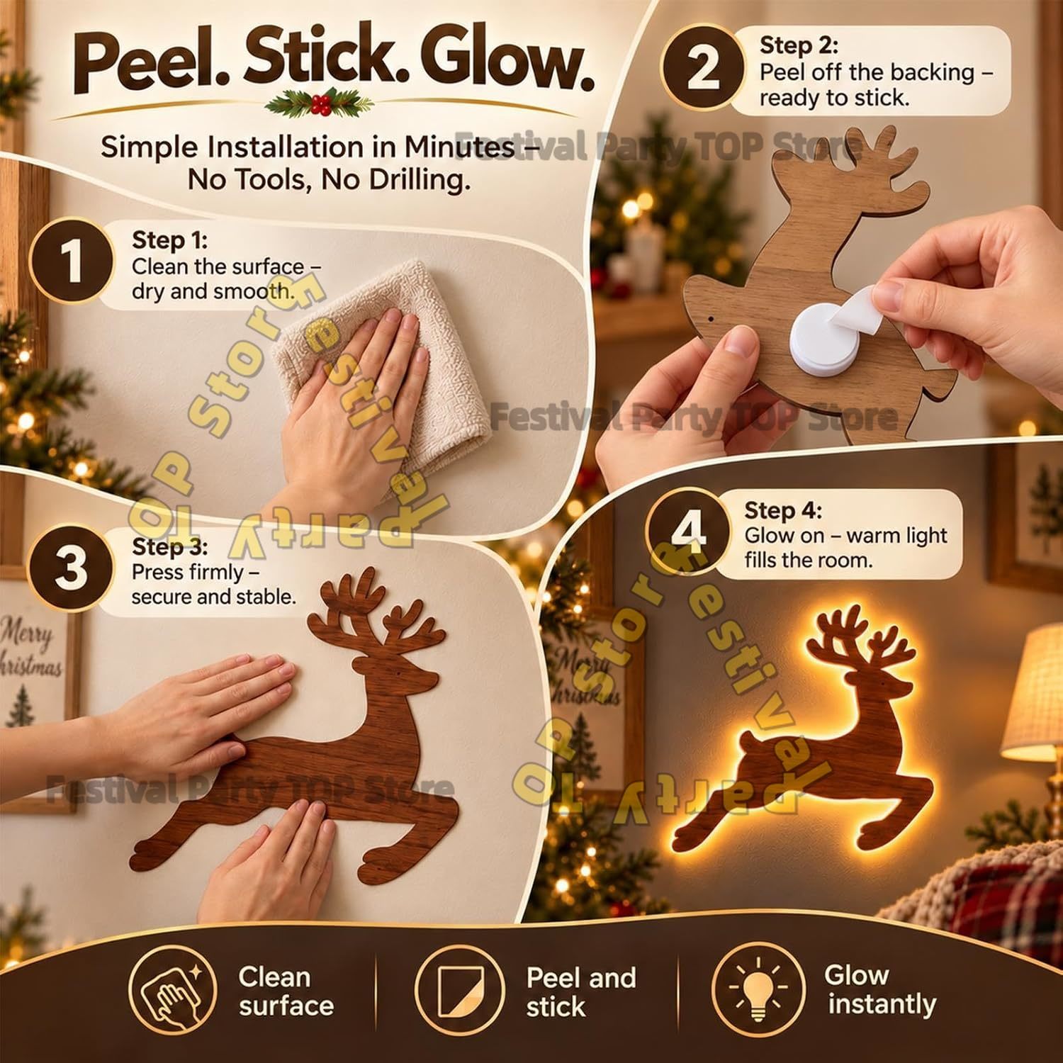 Reindeer Glow Christmas Decor  - Outdoor Lighting Effects ulasan dan harga