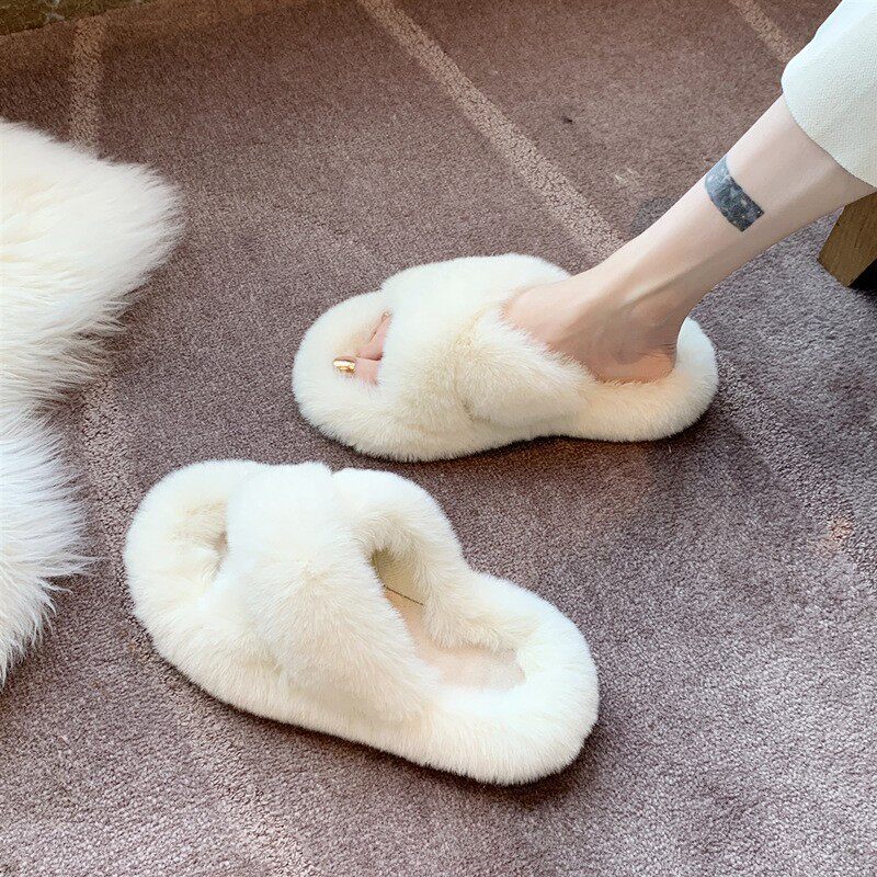 Hairy Slippers for Women Solid - Outdoor Lighting For Your Home ulasan dan harga