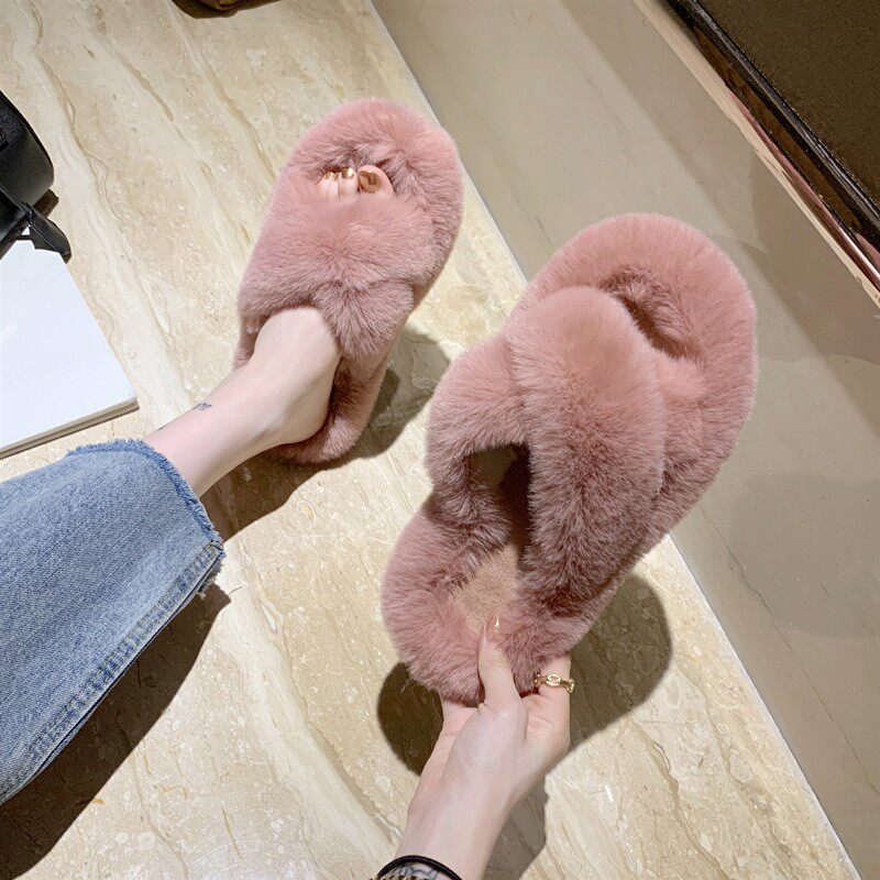 Hairy Slippers for Women Solid - Outdoor Lighting For Your Home ulasan dan harga
